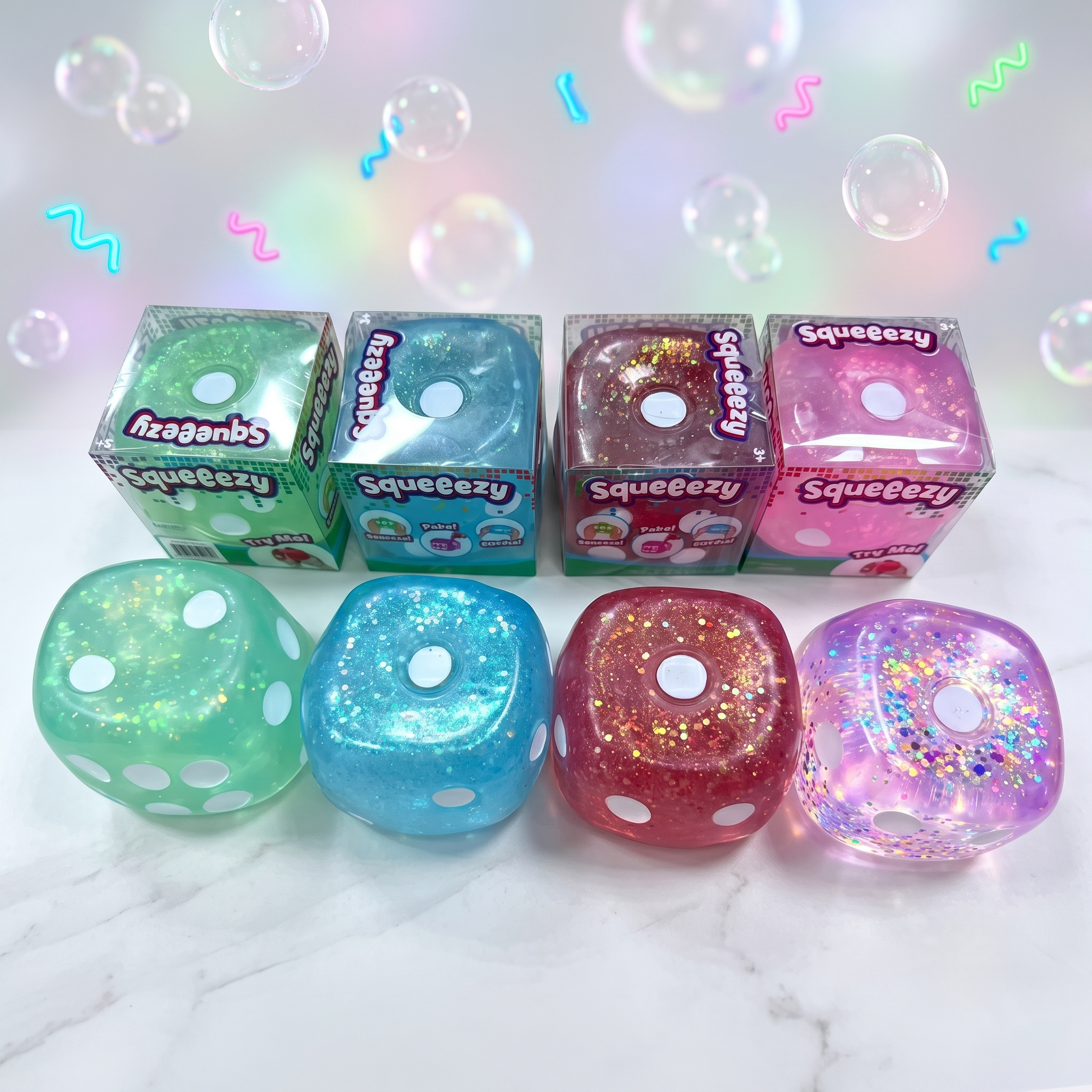 Jumbo Glitter Dice Squishy Sensory Toy